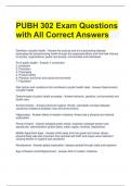 PUBH 302 Exam Questions with All Correct Answers 