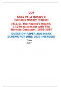 OCR  GCSE (9–1) History B (Schools History Project)  J411/11 The People’s Health, c.1250 to present with The Norman Conquest, 1065–1087  QUESTION PAPER AND MARK SCHEME FOR JUNE 2023 (MERGED) 