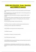 CHHI 300 UPDATED Exam Questions  and CORRECT Answers