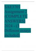 SAE3701 Assignment 2 (COMPLETE ANSWERS) 2024 - (3 Different essays included)