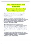 Apha - Immunizations Final  Assessment Exam Tested Questions And  Revised Correct Answers 
