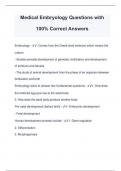 Medical Embryology Questions with 100% Correct Answers