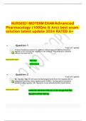 NURS6521 MIDTERM EXAM Advanced Pharmacology (100Qns & Ans) best exam solution latest update 2024 RATED A+