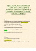 Final Exam: MN 553 / MN553 (Latest 2024 / 2025 Update) Advanced Pharmacology Exam | Questions and Verified Answers | Graded A - Kaplan