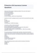 Primerica Life Insurance License Questions with complete solution