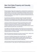 New York State Property and Casualty Insurance Exam with complete solution