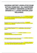 GEORGIA HISTORY LEGISLATIVE EXAM ACTUAL EXAM 2024 &vert; ALL QUESTIONS AND CORRECT ANSWERS &lpar;ALREADY GRADED A&plus;&rpar; &vert; LATEST EDITION &lpar;JUST RELEASED&rpar;