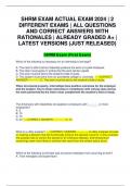 SHRM EXAM ACTUAL EXAM 2024 &vert; 2 DIFFERENT EXAMS &vert; ALL QUESTIONS AND CORRECT ANSWERS WITH RATIONALES &vert; ALREADY GRADED A&plus; &vert; LATEST VERSIONS &lpar;JUST RELEASED&rpar;