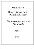 (WGU D406) HLTH 3350 HEALTH LITERACY FOR THE CLIENT AND FAMILY COMPREHENSIVE FINAL