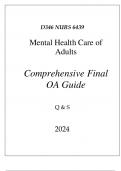 (WGU D346) NURS 6439 MENTAL HEALTH CARE OF ADULTS COMPREHENSIVE FINAL OA GUIDE