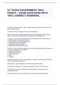 UT TEXAS GOVERNMENT ONLY CREDIT – EXAM QUESTIONS WITH 100% CORRECT ANSWERS.