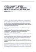 ATI RN CONCEPT - BASED ASSESSMENT LEVEL 4 ONLINE PRACTICE A QUESTIONS WITH 100&percnt; CORRECT&excl;&excl;