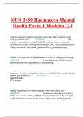 NUR 2459 Rasmussen Mental Health Exam 1 Modules 1-3