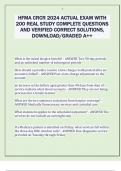 HFMA CRCR 2024 ACTUAL EXAM WITH  200 REAL STUDY COMPLETE QUESTIONS  AND VERIFIED CORRECT SOLUTIONS&comma;  DOWNLOAD&sol;GRADED A&plus;&plus;