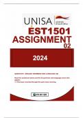 EST1501 ASSIGNMENT 02  DUE 2024.....