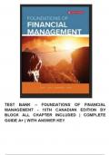 TESTBANK -- FOUNDATIONS OF FINANCIAL MANAGEMENT 10TH EDITION 1260326918 BY STANLEY B. BLOCK, GEOFFREY A. HIRT, BARTLEY DANIELSEN, DOUG SHORT || ALL 21 CHAPTERS INCLUDED.