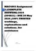 MAC4863 Assignment 3 (COMPLETE ANSWERS) 2024 (504821) - DUE 20 May 2024 ;100% TRUSTED workings, explanations and solutions