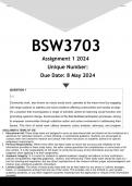 BSW3703 Assignment 1 (ANSWERS) 2024 - DISTINCTION GUARANTEED