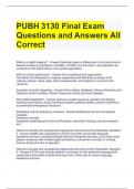 PUBH 3130 Final Exam Questions and Answers All Correct