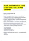 PUBH 3130 Midterm Exam Questions with Correct Answers 