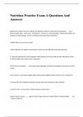 Nutrition Practice Exam A Questions And Answers