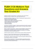 PUBH 3130 Midterm Test Questions and Answers Test Graded A+
