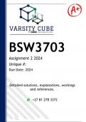 BSW3703 Assignment 2 (DETAILED ANSWERS) 2024 - DISTINCTION GUARANTEED 
