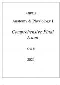 (FORTIS) AHP216 ANATOMY & PHYSIOLOGY I COMPREHENSIVE FINAL EXAM Q & S 2024.
