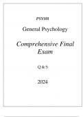 (FORTIS) PSY101 GENERAL PSYCHOLOGY COMPREHENSIVE FINAL EXAM Q & S 2024.