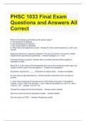 PHSC 1033 Final Exam Questions and Answers All Correct