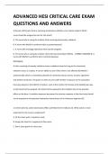 ADVANCED HESI CRITICAL CARE EXAM QUESTIONS AND ANSWERS 