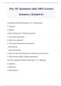 Psy 101 Questions with 100% Correct Answers | Graded A+