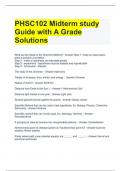 PHSC102 Midterm study Guide with A Grade Solutions 