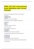 PHSC 102 Life in the Universe Exam Questions with Correct Answers 
