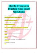 Sterile Processing  Practice final Exam  Questions