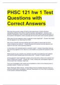 PHSC 121 hw 1 Test Questions with Correct Answers 