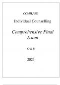 (UOPX) CCMH551 INDIVIDUAL COUNSELLING COMPREHENSIVE FINAL EXAM Q & S 2024
