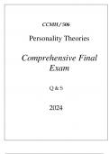 (UOPX) CCMH506 PERSONALITY THEORIES COMPREHENSIVE FINAL EXAM Q & S 2024.