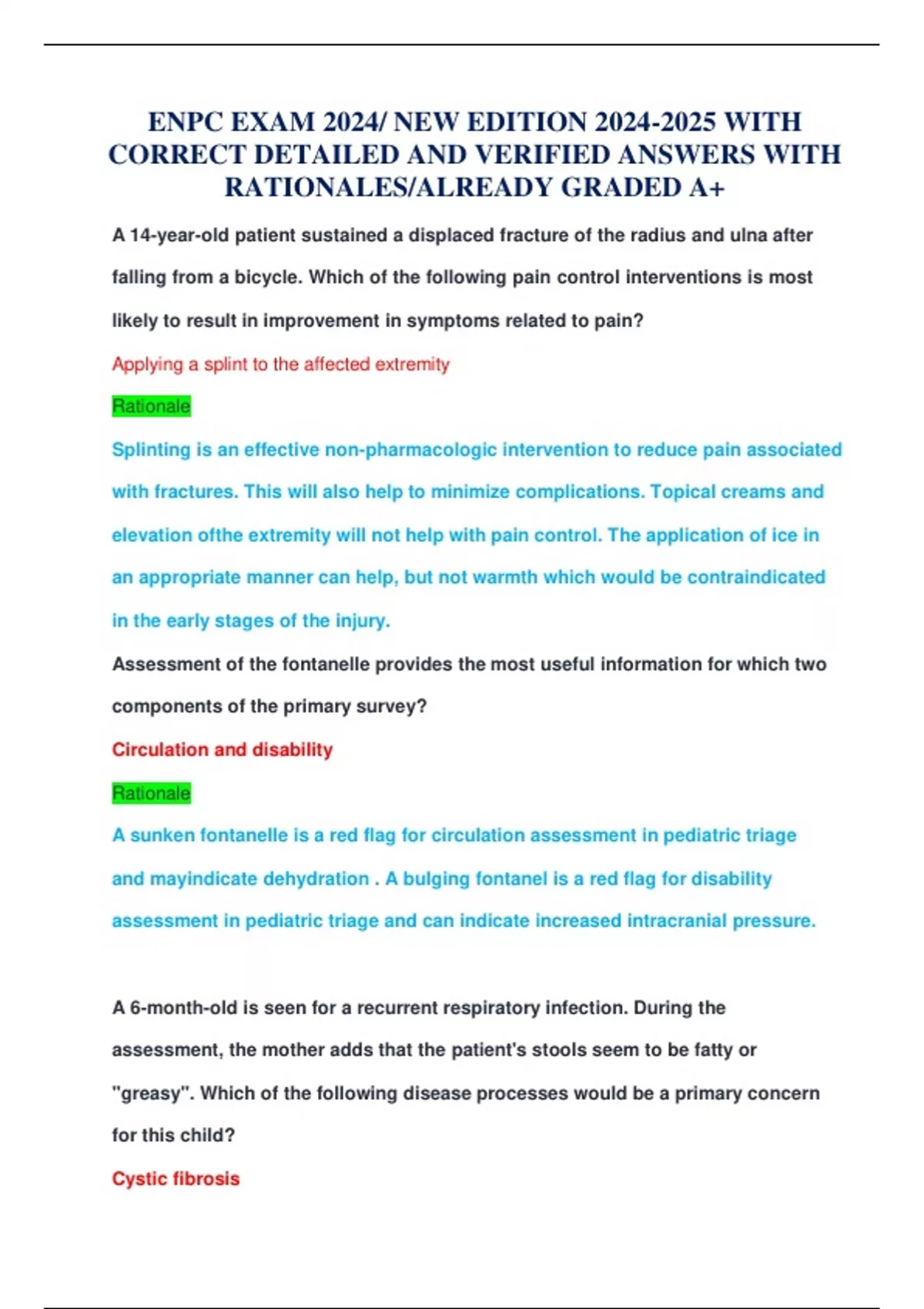 ENPC EXAM 2024/ NEW EDITION WITH CORRECT DETAILED AND VERIFIED ANSWERS ...