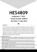 HES4809 Assignment 1 (ANSWERS) 2024 - DISTINCTION GUARANTEED