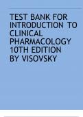 TEST BANK For Introduction to Clinical Pharmacology 10th Edition By Constance Visovsky |Chapter 1 - 20 | 100 % Complete