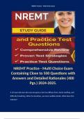 NREMT Practice - Multi Choice Exam Containing Close to 500 Questions with Answers and Detailed Rationales (400 Pgs.)
