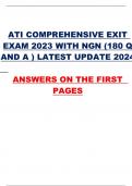 ATI COMPREHENSIVE EXIT  EXAM 2023 WITH NGN (180 Q  AND A ) LATEST UPDATE 2024    ANSWERS ON THE FIRST  PAGES