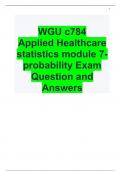  WGU c784  Applied Healthcare statistics module 7- probability Exam Question and Answers