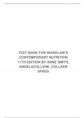 TEST BANK FOR WARDLAW’S CONTEMPORARY NUTRITION 11TH EDITION BY ANNE SMITH, ANGELACOLLENE, COLLEEN SPEES