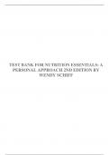 TEST BANK FOR NUTRITION ESSENTIALS: A PERSONAL APPROACH 2ND EDITION BY WENDY SCHIFF