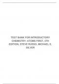 TEST BANK FOR INTRODUCTORY CHEMISTRY: ATOMS FIRST, 5TH EDITION, STEVE RUSSO, MICHAEL E. SILVER