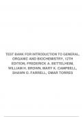 TEST BANK FOR INTRODUCTION TO GENERAL, ORGANIC AND BIOCHEMISTRY, 12TH EDITION, FREDERICK A. BETTELHEIM, WILLIAM H. BROWN, MARY K. CAMPBELL, SHAWN O. FARRELL, OMAR TORRES