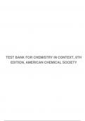 TEST BANK FOR CHEMISTRY IN CONTEXT, 9TH EDITION, AMERICAN CHEMICAL SOCIETY