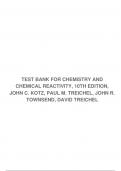 TEST BANK FOR CHEMISTRY AND CHEMICAL REACTIVITY, 10TH EDITION, JOHN C. KOTZ, PAUL M. TREICHEL, JOHN R. TOWNSEND, DAVID TREICHEL